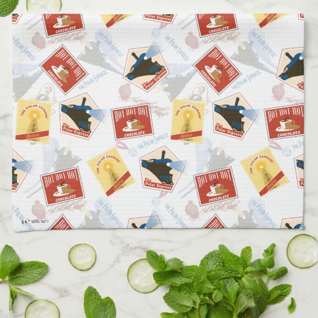The Polar Express | Retro Sticker Pattern Kitchen Towel (Folded)