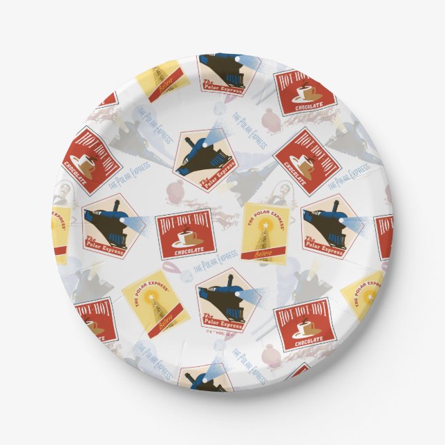 The Polar Express | Retro Sticker Pattern Paper Plates (Front)