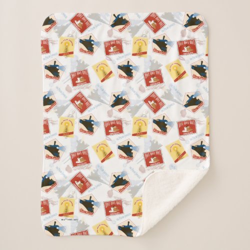 The Polar Express  Retro Sticker Pattern Sherpa Blanket