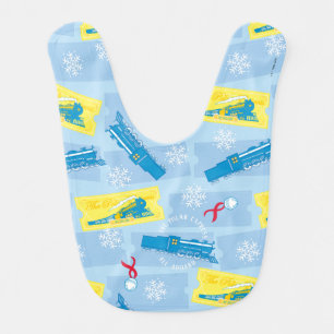 The Polar Express   Retro Train & Ticket Pattern Baby Bib