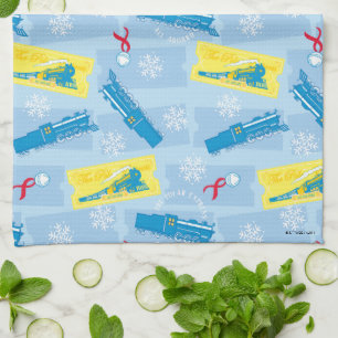 The Polar Express   Retro Train & Ticket Pattern Kitchen Towel