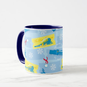 The Polar Express   Retro Train & Ticket Pattern Mug