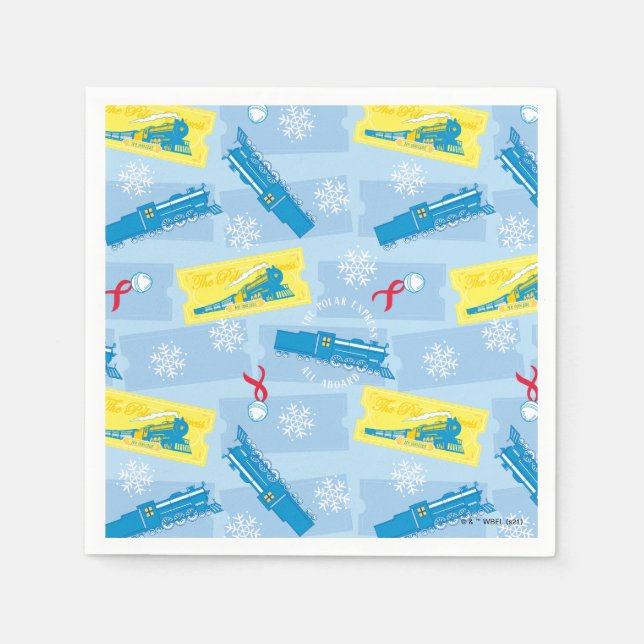 The Polar Express | Retro Train & Ticket Pattern Napkins (Front)