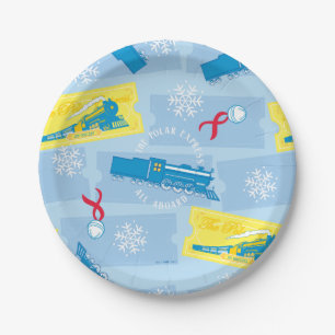The Polar Express Retro Train & Ticket Pattern Paper Plates
