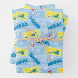 The Polar Express   Retro Train & Ticket Pattern Wrapping Paper Sheets