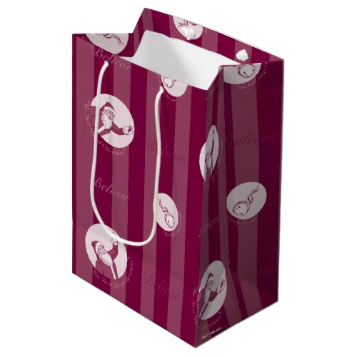 The Polar Express  Striped Santa Claus Pattern Medium Gift Bag