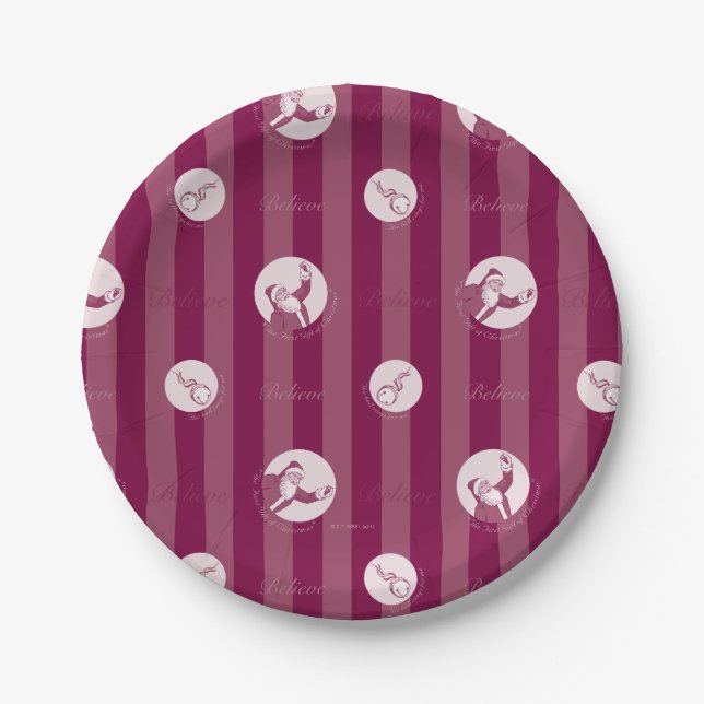 The Polar Express | Striped Santa Claus Pattern Paper Plates (Front)