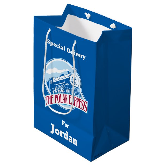 The Polar Express | Train Badge Medium Gift Bag (Front Angled)