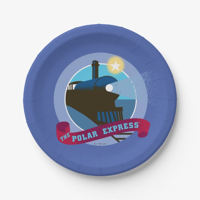 The Polar Express | Vintage Train Badge Paper Plates (Front)