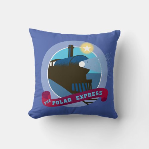 The Polar Express  Vintage Train Badge Throw Pillow