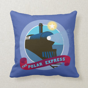 The Polar Express   Vintage Train Badge Throw Pillow