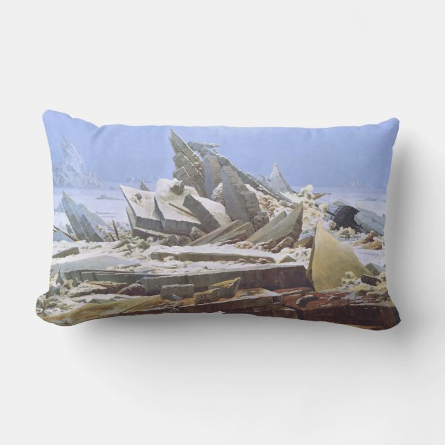 The Polar Sea of Ice (by Caspar David Friedrich) Lumbar Pillow (Front)
