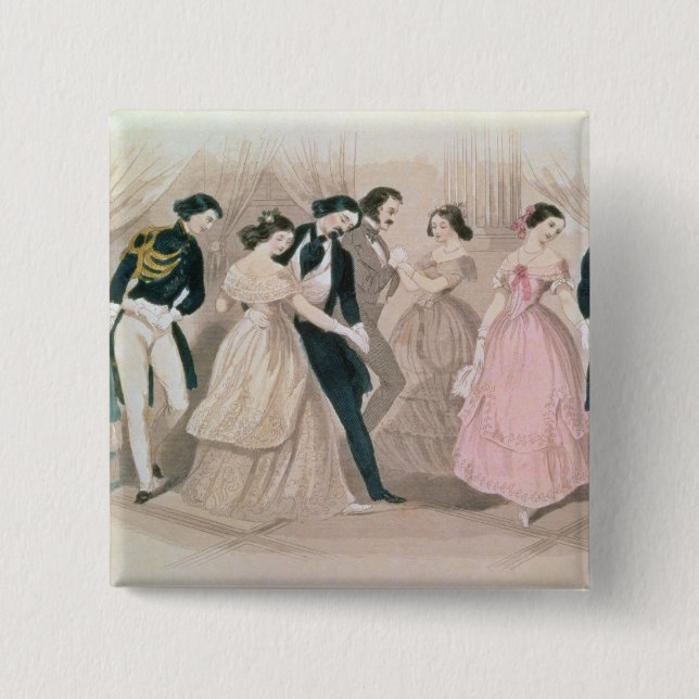The Polka Fashions, from Godey's Lady's Book Button (Front)