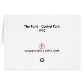 The Pond - Central Park NYC Cards (Back Horizontal)