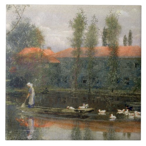 The Pond of William Morris Works at Merton Abbey  Tile