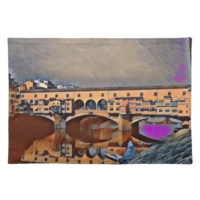 The Ponte Vecchio Card Poster Acrylic Print Cloth Placemat (Front)