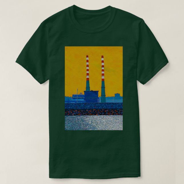 The Poolbeg Chimneys Dublin Ireland T-Shirt (Design Front)