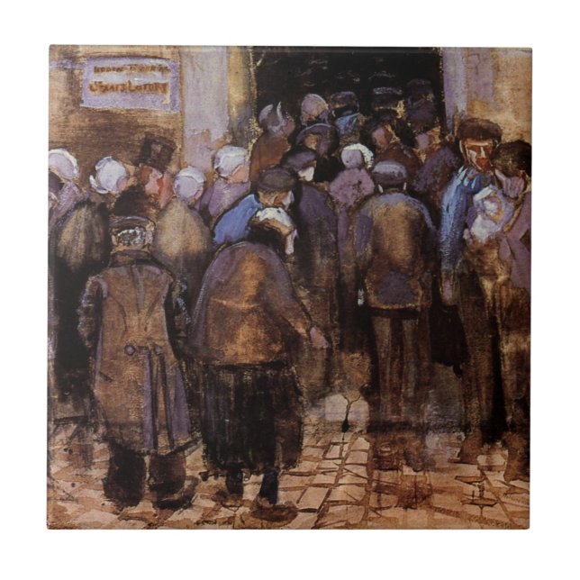 The Poor and Money by Vincent van Gogh Ceramic Tile (Front)