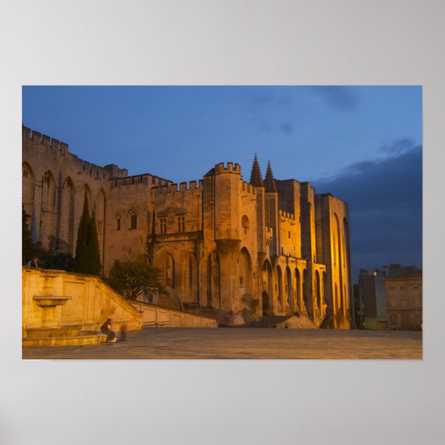 The Pope's Palace in Avignon at sunset. Built Poster (Front)