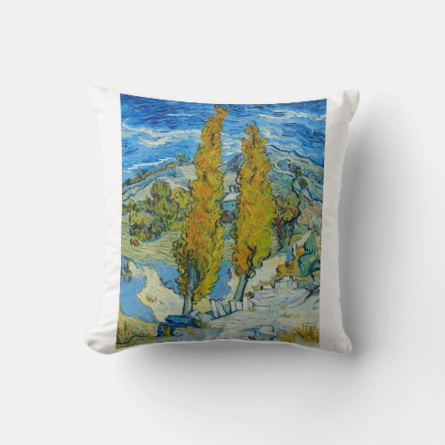 The Poplars at Saint Remy 1889 by Vincent van Gogh Throw Pillow