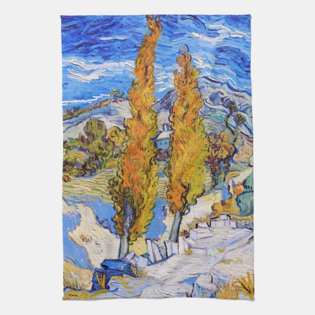 The Poplars at Saint-Rémy, Van Gogh Kitchen Towel (Vertical)