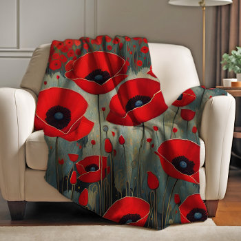 The Poppies Fleece Blanket by EqualToAngels at Zazzle