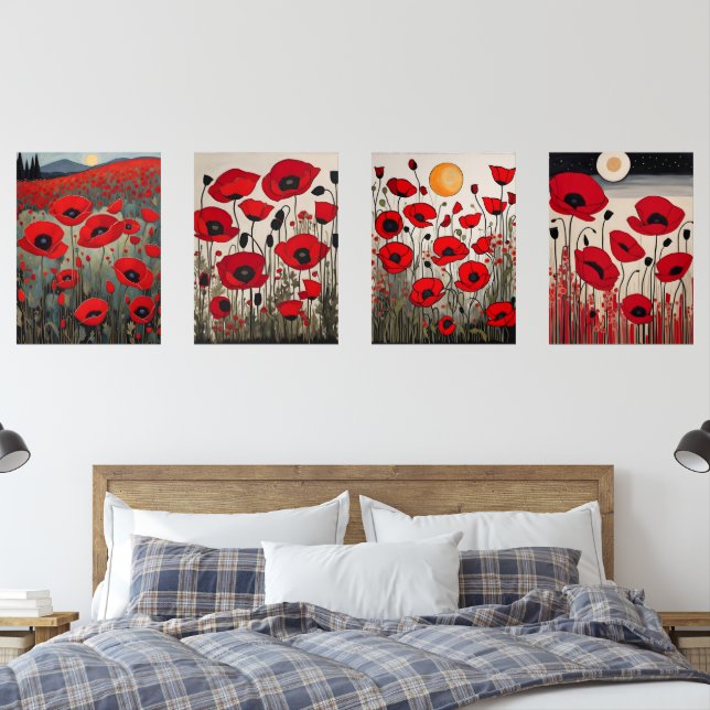 The Poppies Wall Art Sets (Bedroom)