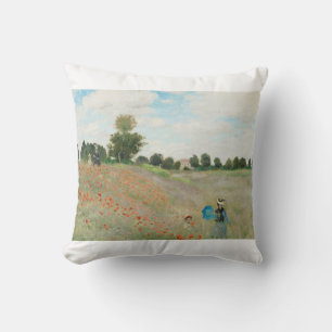 The Poppy Field near Argenteuil by Claude Monet Throw Pillow