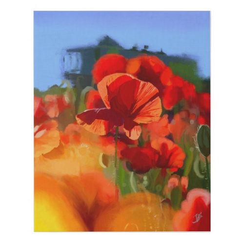 The poppy house _ oil painting faux canvas print