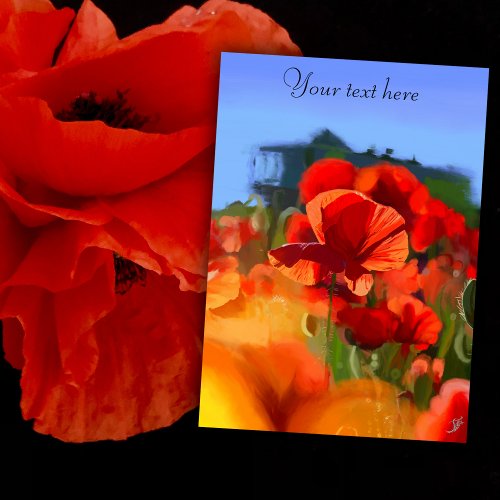 The poppy house _ oil painting holiday card