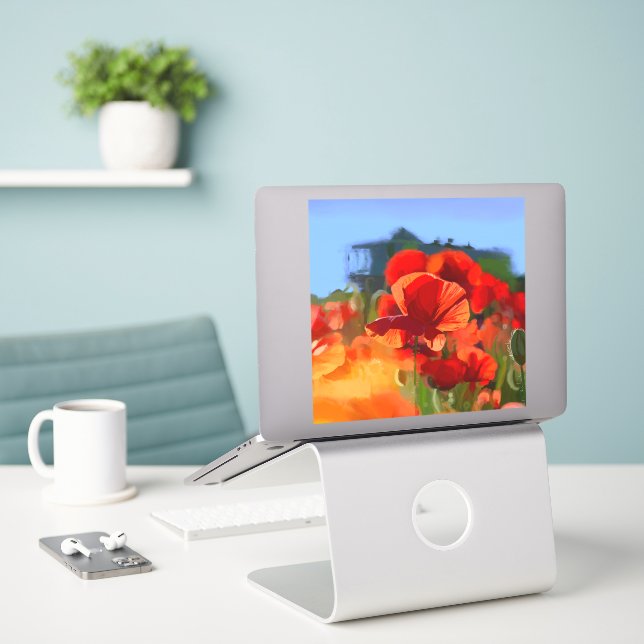 The poppy house - oil painting sticker (Laptop On Desk)