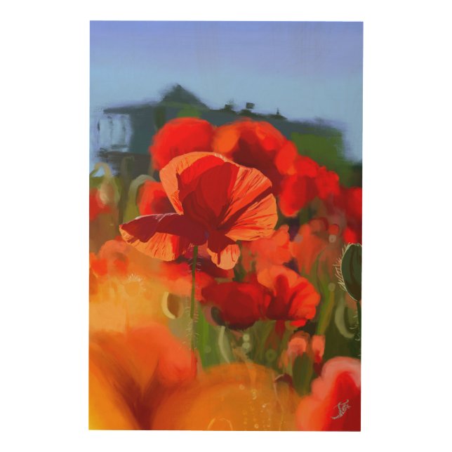 The poppy house - oil painting wood wall art (Front)