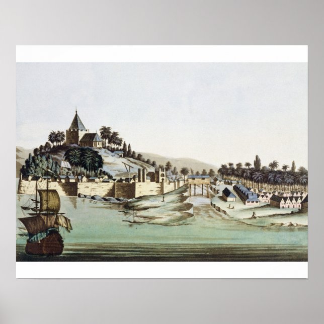 The port and town of Malacca, Malaysia, illustrati Poster (Front)