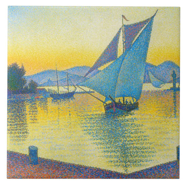 The Port at Sunset, Signac Ceramic Tile (Front)
