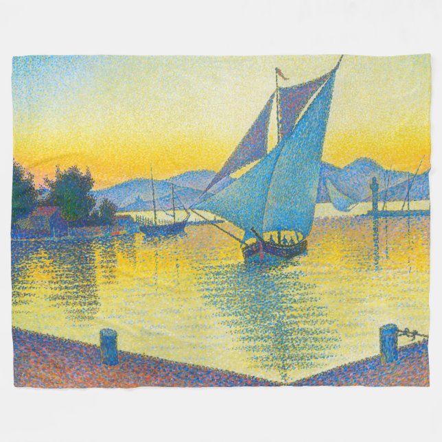 The Port at Sunset, Signac Fleece Blanket (Front (Horizontal))