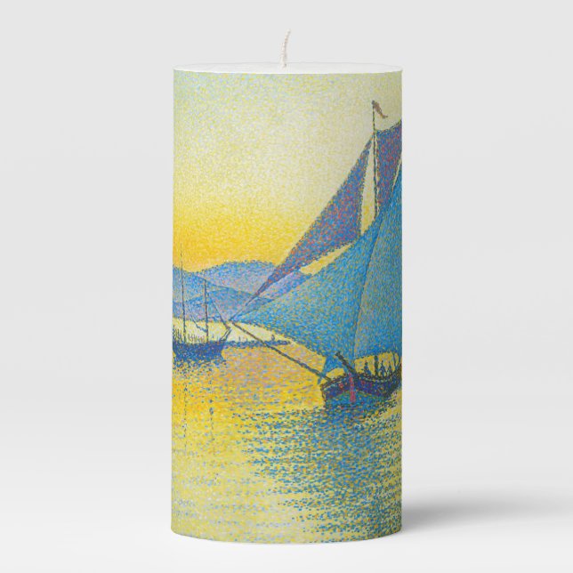 The Port at Sunset, Signac Pillar Candle (Front)