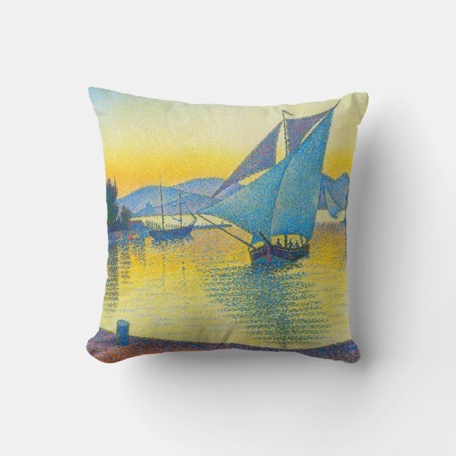 The Port at Sunset, Signac Throw Pillow (Front)