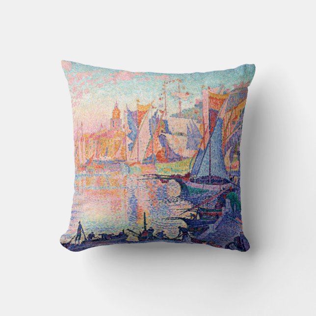 The Port of Saint-Tropez, Signac Throw Pillow (Front)
