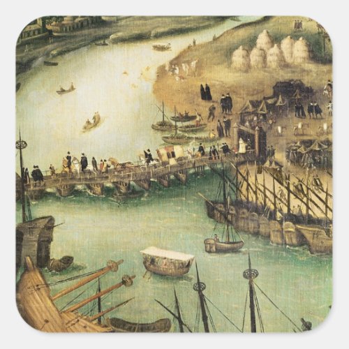 The Port of Seville c1590 Square Sticker
