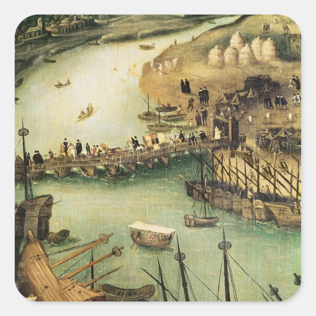 The Port of Seville, c.1590 Square Sticker (Front)