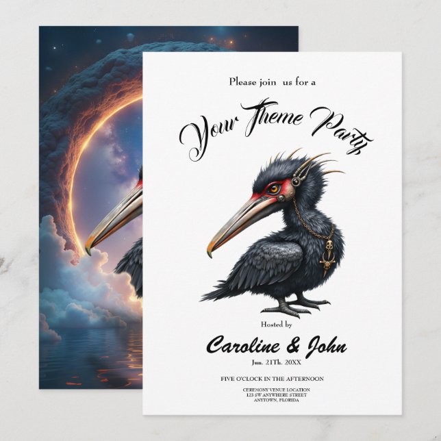 The Portal Keeper – Fantasy bird Invitation (Front/Back)