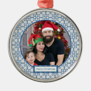 The Portuguese Family photo with tiles frame Metal Ornament