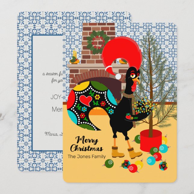 The Portuguese Rooster and the lights of Christmas Card (Front/Back)
