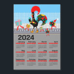 The Portuguese Rooster Christmas 2024 Calendar<br><div class="desc">This Christmas illustrated calendar captures the festive spirit with a cute Portuguese rooster at its heart. The rooster's tail's black feathers are decorated with white dots, folk flowers and leaves, and a red heart. The rooster clutches Christmas baubles in its hand feathers as he walks towards home along a cobblestone...</div>