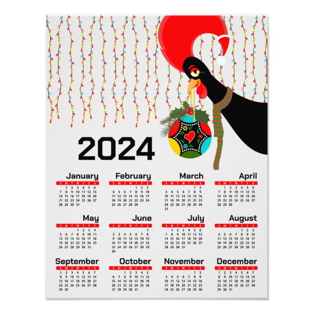 The Portuguese Rooster Christmas 2024 Calendar  Photo Print (Front)