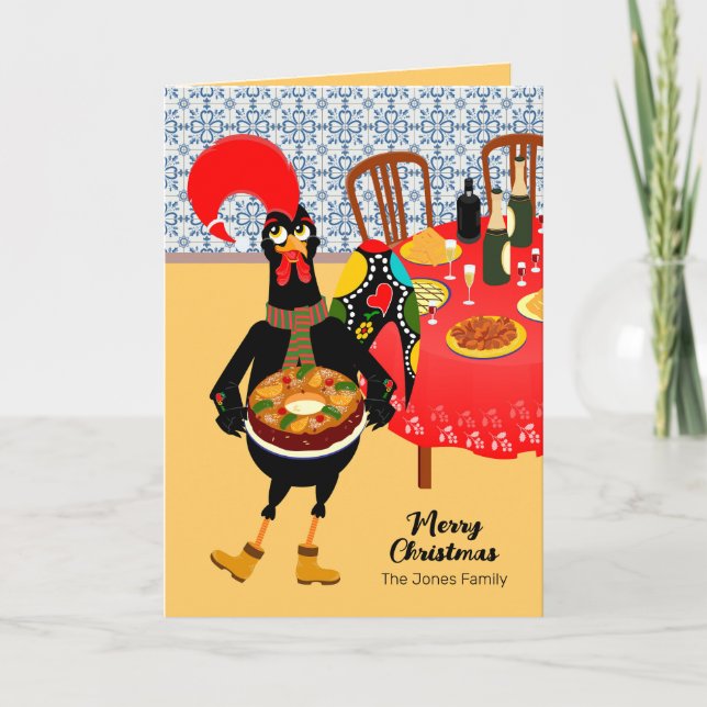 The Portuguese Rooster loves King Cake Card (Front)