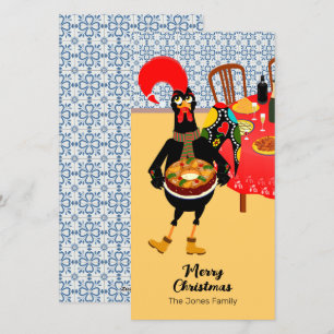 The Portuguese Rooster loves King Cake Holiday Card