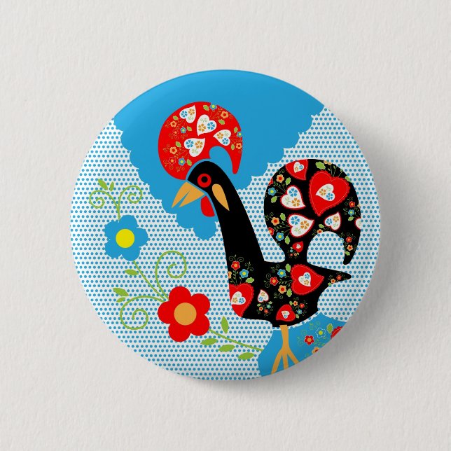 The Portuguese Rooster of Barcelos  Button (Front)