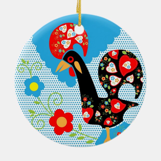 The Portuguese Rooster of Barcelos Ceramic Ornament (Back)