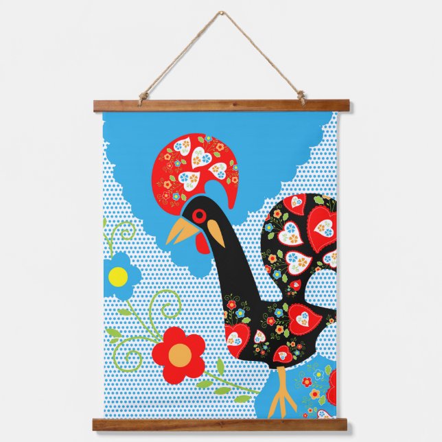 The Portuguese Rooster of Barcelos Hanging Tapestry (Front)